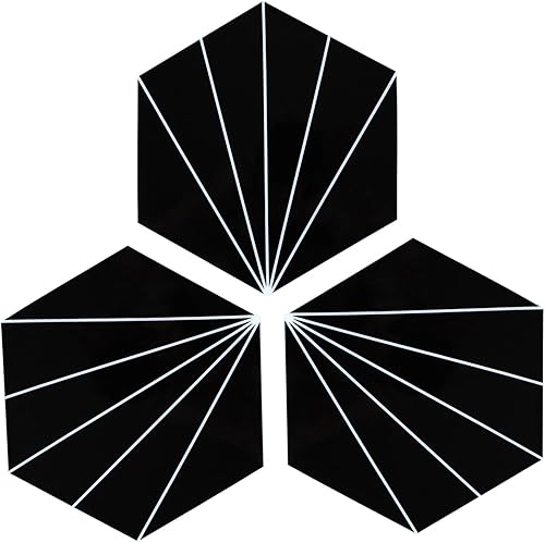 Miscasa Azulejo hexagonal autoadhesivo para salpicaduras en muro, diseño de flores, color negro, para decoración de sala de estar, cocina, baño