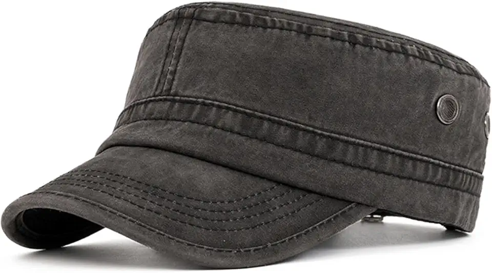 Military Cadet Army Caps Washed Cotton Vintage Flat Top Cap Unisex Basic Baseball Hat for Men Women