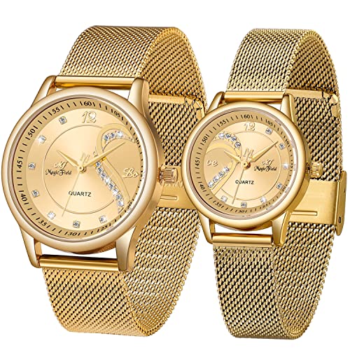 Montre pour couple SIBOSUN : duo de montres à quartz analogiques en acier inoxydable