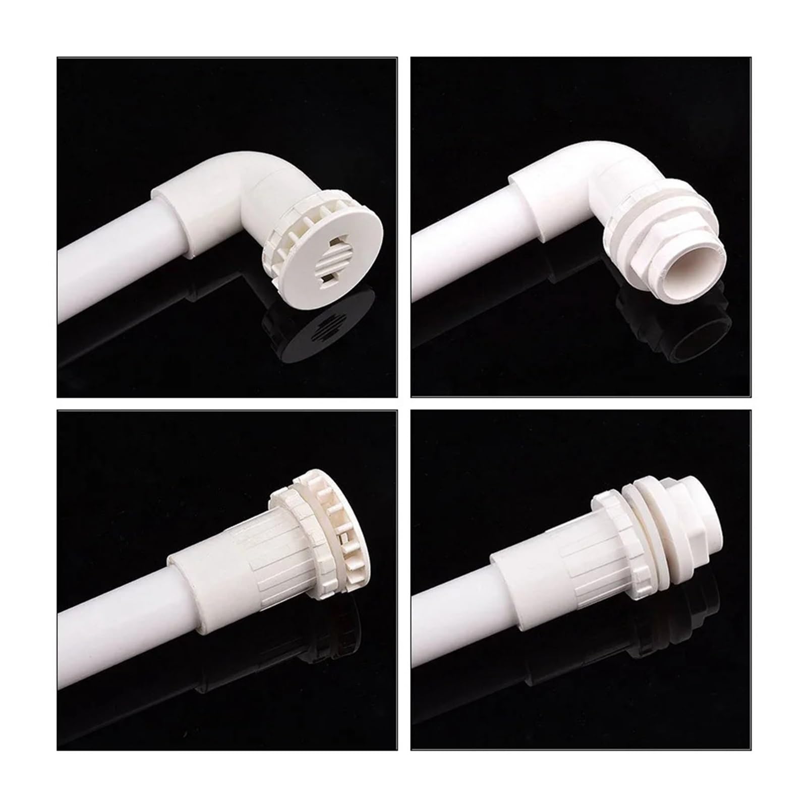 Tuyau en PVC blanc 20~50mm, connecteurs coudés directs à 90 °, Joints de débordement épais for Aquarium, raccord vidange Convient pour l'irrigation(Style 6,40mm(1Pc))