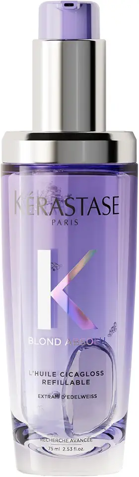 Kérastase, Óleo Capilar,Blond Absolu, L'Huile Cicagloss, para cabelos loiros, fornece hidratação profunda, recuperação de danos, efeito de brilho instantâneo, Refilável, 75ml