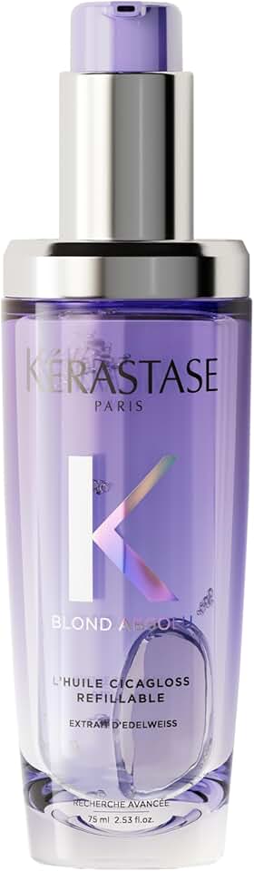 Kérastase, Óleo Capilar,Blond Absolu, L'Huile Cicagloss, para cabelos loiros, fornece hidratação profunda, recuperação de danos, efeito de brilho instantâneo, Refilável, 75ml