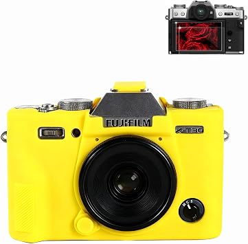 Case for Fujifilm XT30 II/XT30 Camera Accessories, Soft Silicone Protective Case Skin with Screen Protector, Lightweight, Anti-Scratch for X-T30 II/X-T30 Cover Yellow