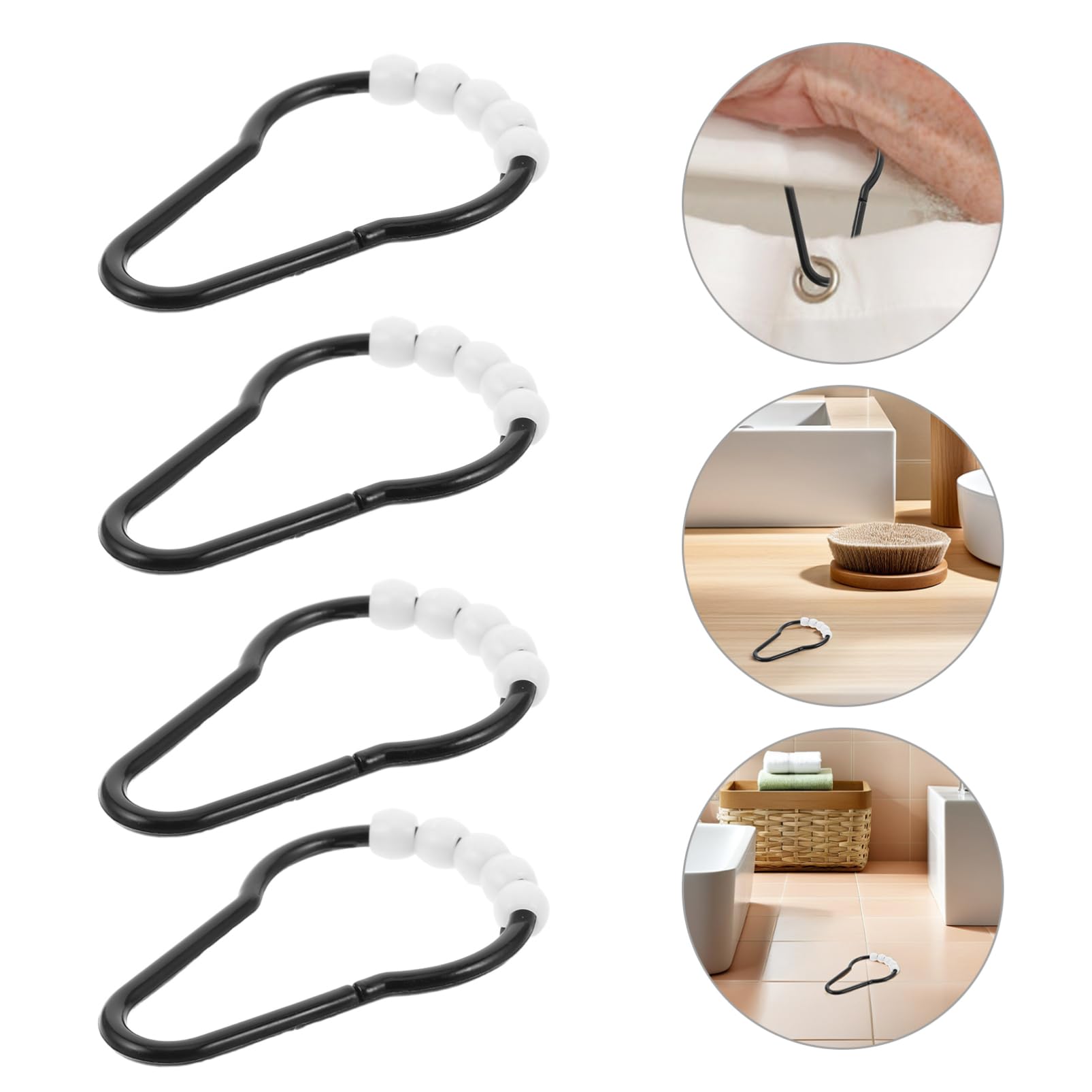 20 ganci in plastica per tenda da doccia, leggeri, facili da installare, scorrevoli con 5 perline, ganci decorativi per asta da doccia per bagno, decorazione estetica per la casa