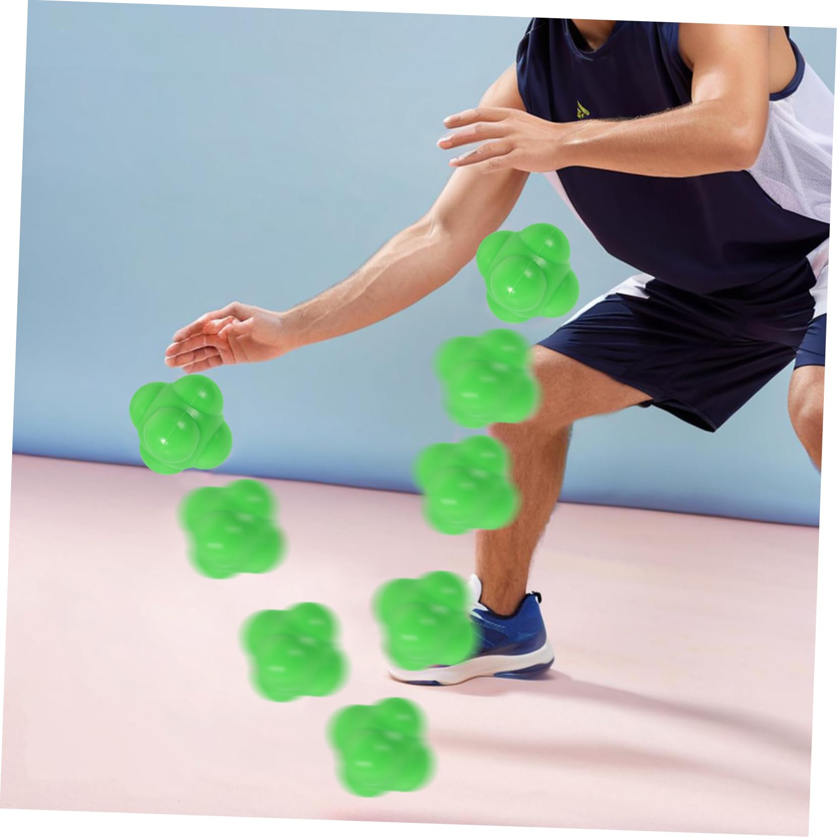 Set De 5 Balles De Réaction Hexagonales En Silicone – Agilité, Réflexes, Coordination – Vert, 7 Cm