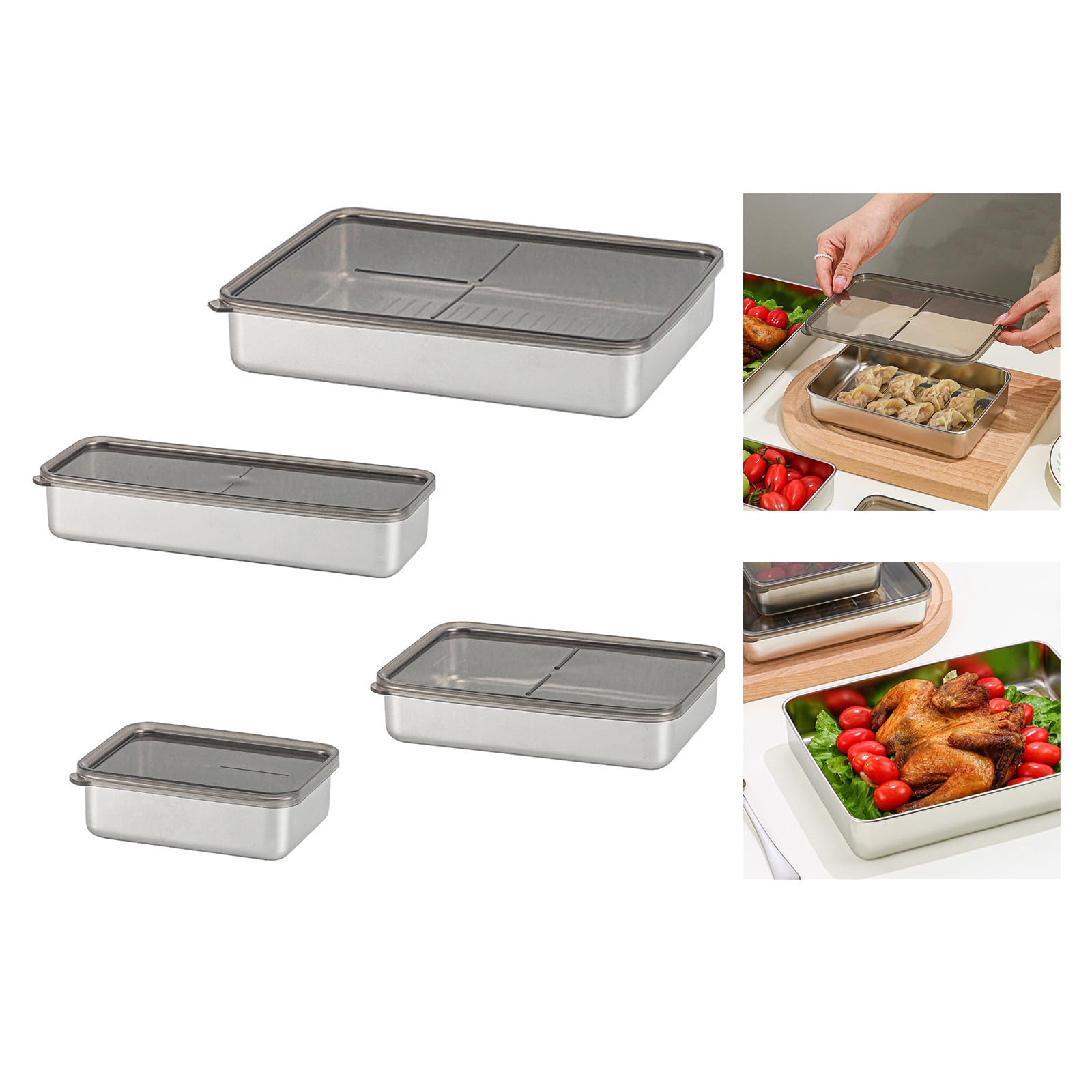 Contenedor de almacenamiento de alimentos de acero inoxidable, A