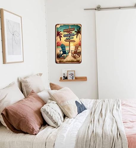 Miniatura 7 de Letreros retro de hojalata para decoración de habitación de playa, decoración de pared de 12 x 8 pulgadas, letrero para surfista y niña, estético