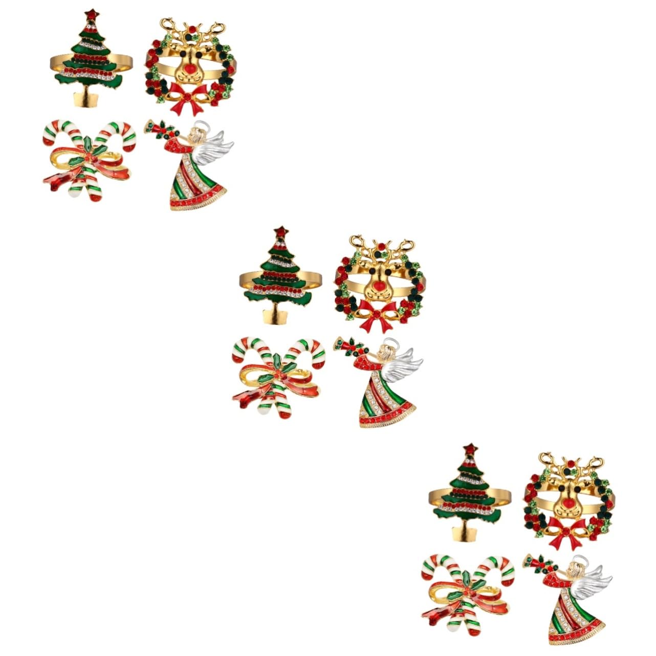 OUNONA 12stücke Teiliges Weihnachtsserviettenringe Aus Legierung Elegante Tischdekoration Für Festlichkeiten Für Weihnachten Hochzeiten Und Partys Rot Und Grün