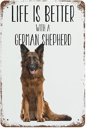 Cartel de hojalata para perro, la vida es mejor con un pastor alemán, cartel de hojalata de pared para el hogar, calle, bares, restaurantes, Cartel de hojalata para perro, la vida es mejor con un pastor alemán, cartel de hojalata de pared para el hogar, calle, bares, restaurantes,