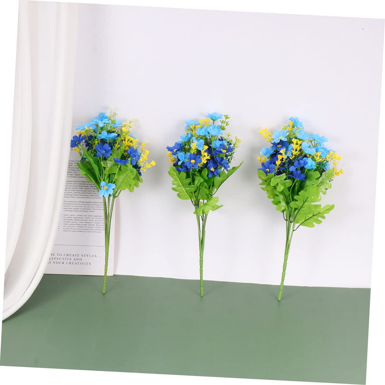 Levemolo 9stücke Köpfe Kunstblumen Strauß Kunststoff Margerite Für Hochzeiten Und Wohnräume Dekorative Blütenbündel Blau