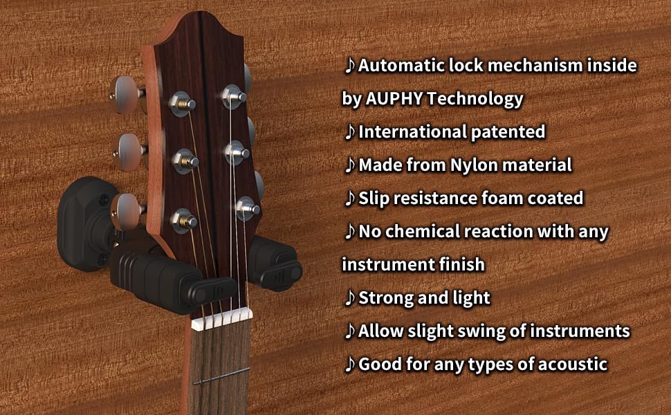 AUPHY Support Mural pour Guitare, avec Verrouillage Automatique, pour Guitare Acoustique Guitare Électrique Basse etc - Les Beatles, Paul McCartney, John Lennon, RIngo Starr, George Harrison AUPHY Support Mural pour Guitare, avec Verrouillage Automatique, pour Guitare Acoustique Guitare Électrique Basse etc – Image 6