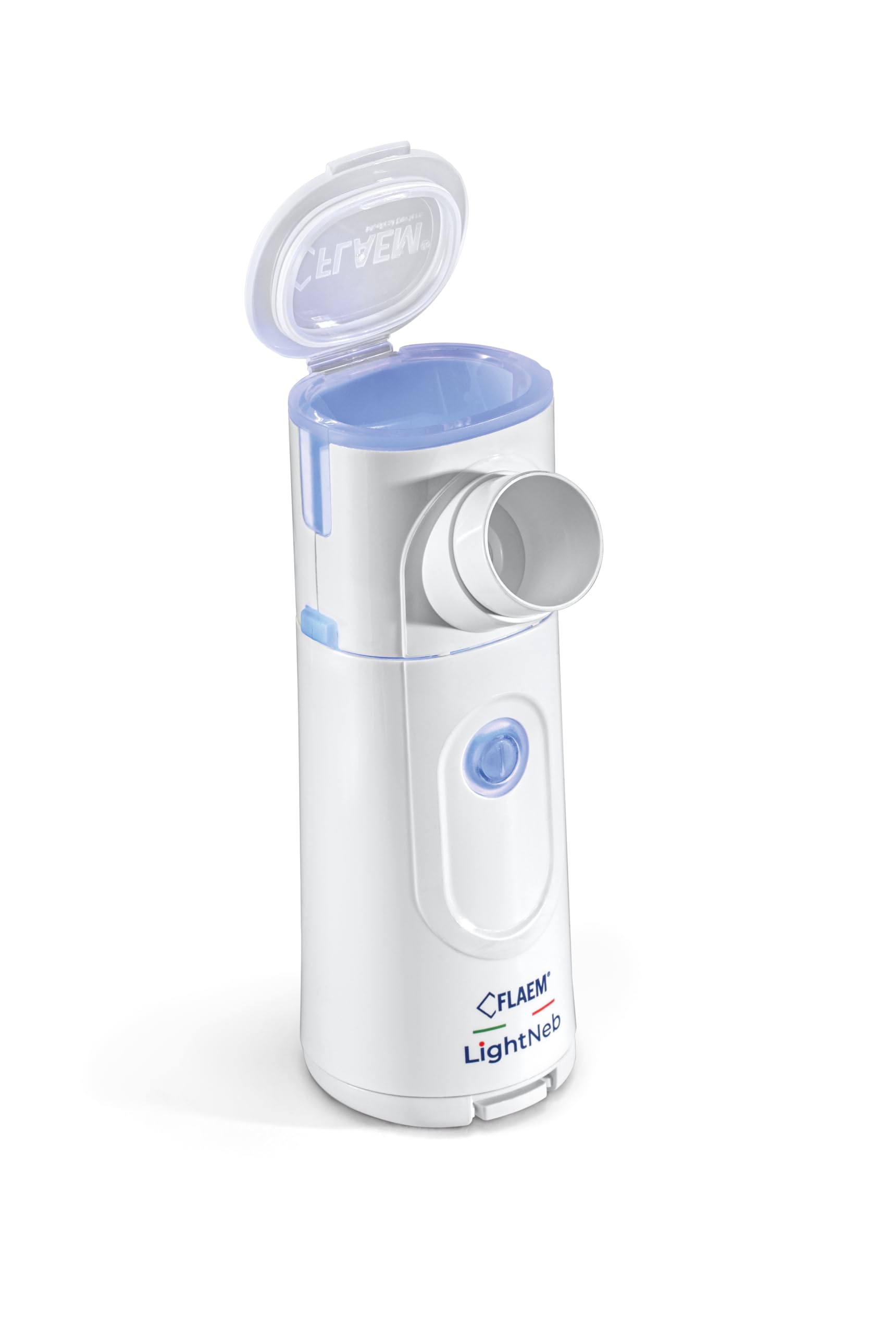 Flaem, Light Neb, Nebulizador Portátil Silencioso, Ligero, Ergonómico y de Bolsillo para la Vía Aérea Baja, Aerosol Certificado para Adultos y Niños con Mascarillas Soft Touch, Made in Italy