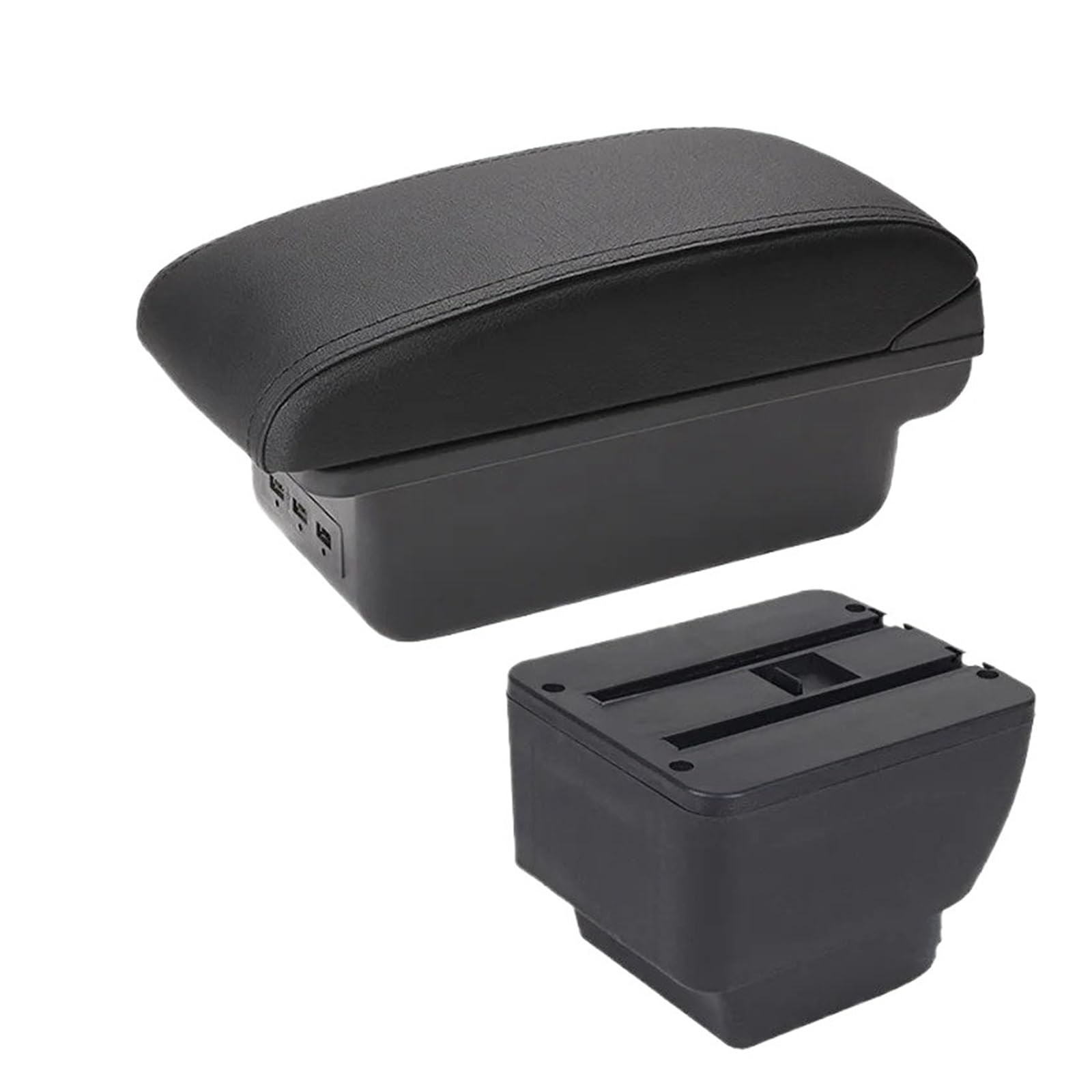Hguvsjd Armrest Box For Mazda 2 For II For Demio Armrest Box Retrofit Parts Storage Accessories Interior Details Car Armrests(B Black line 3USB)