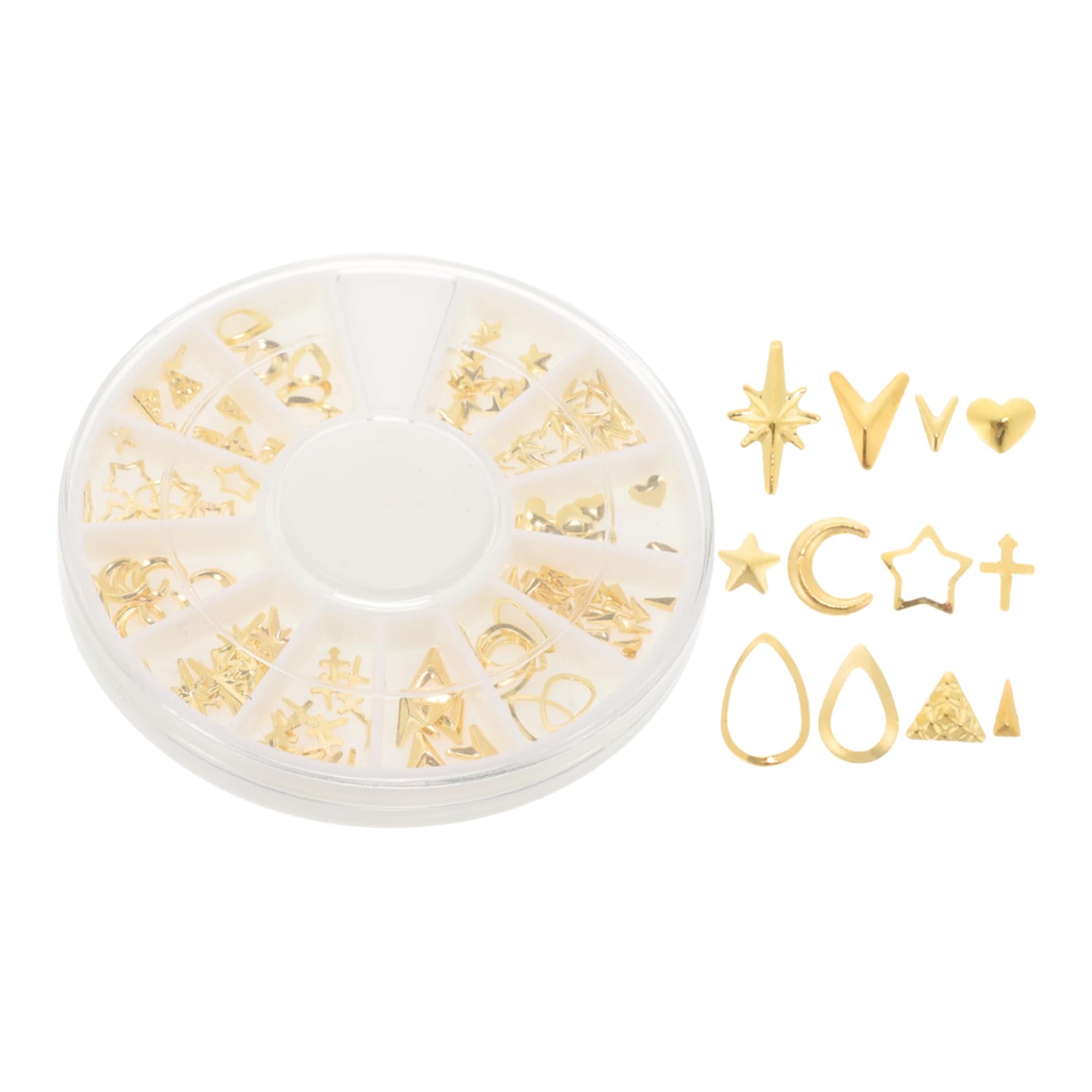 DOITOOL DIY Nail Decoration 120 Pcs Nail Studs Oval Circle Square Triangle Box