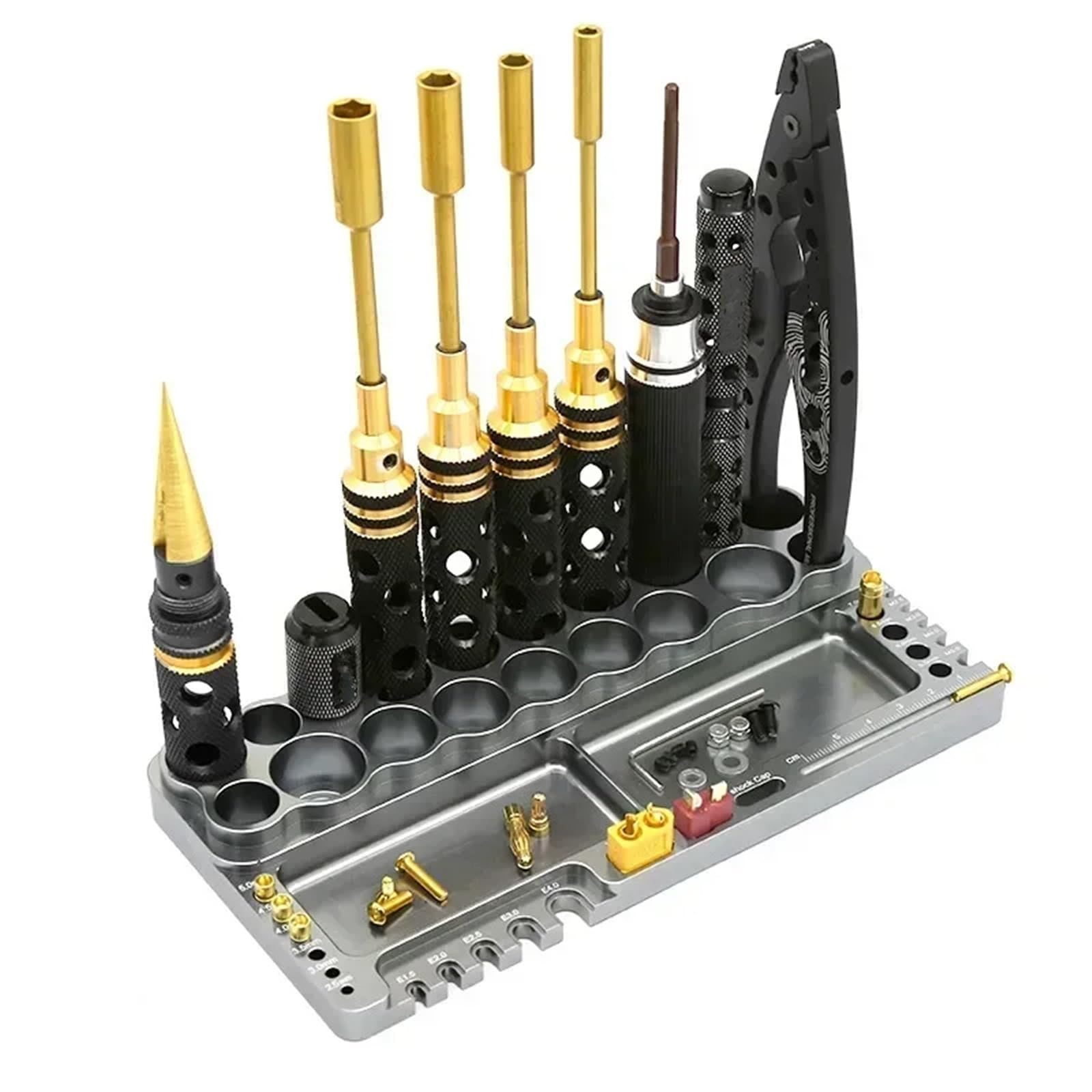 Piezas Mejora RC Destornillador Coche con Control Remoto para Coches Teledirigidos Estante Herramientas Reparación Kit Hexagonal Soporte Almacenamiento Llave 18 Agujeros