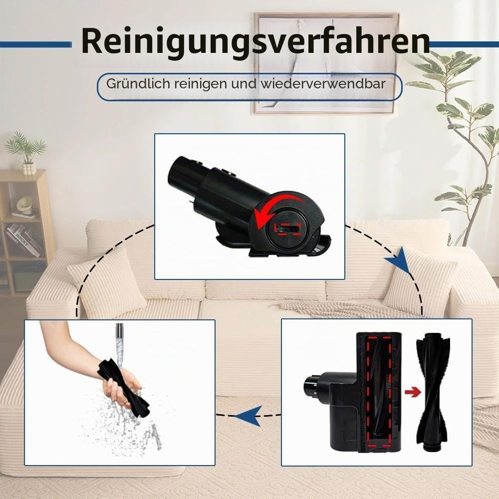 Mini Staubmilben Bürste für Dreame V20/V20 Pro/R20/R30/T20/T30/R10 Pro | Zubehör zum Reinigen von Sofas, Teppichen, Matratzen und Autositzen. Polsterbürste zum Entfernt Staubmilben und Allergene