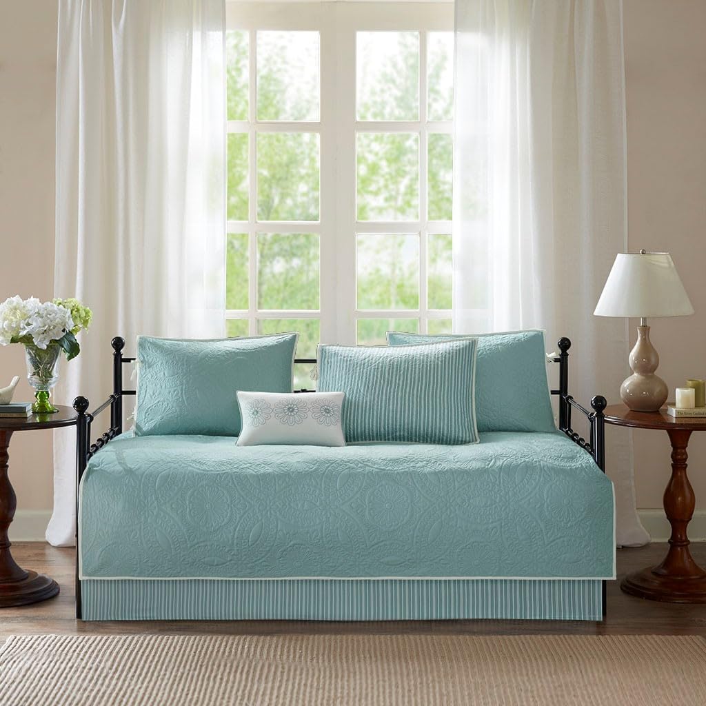 6 Pcs Reversible Daybed Cover Set Blue Daybed
