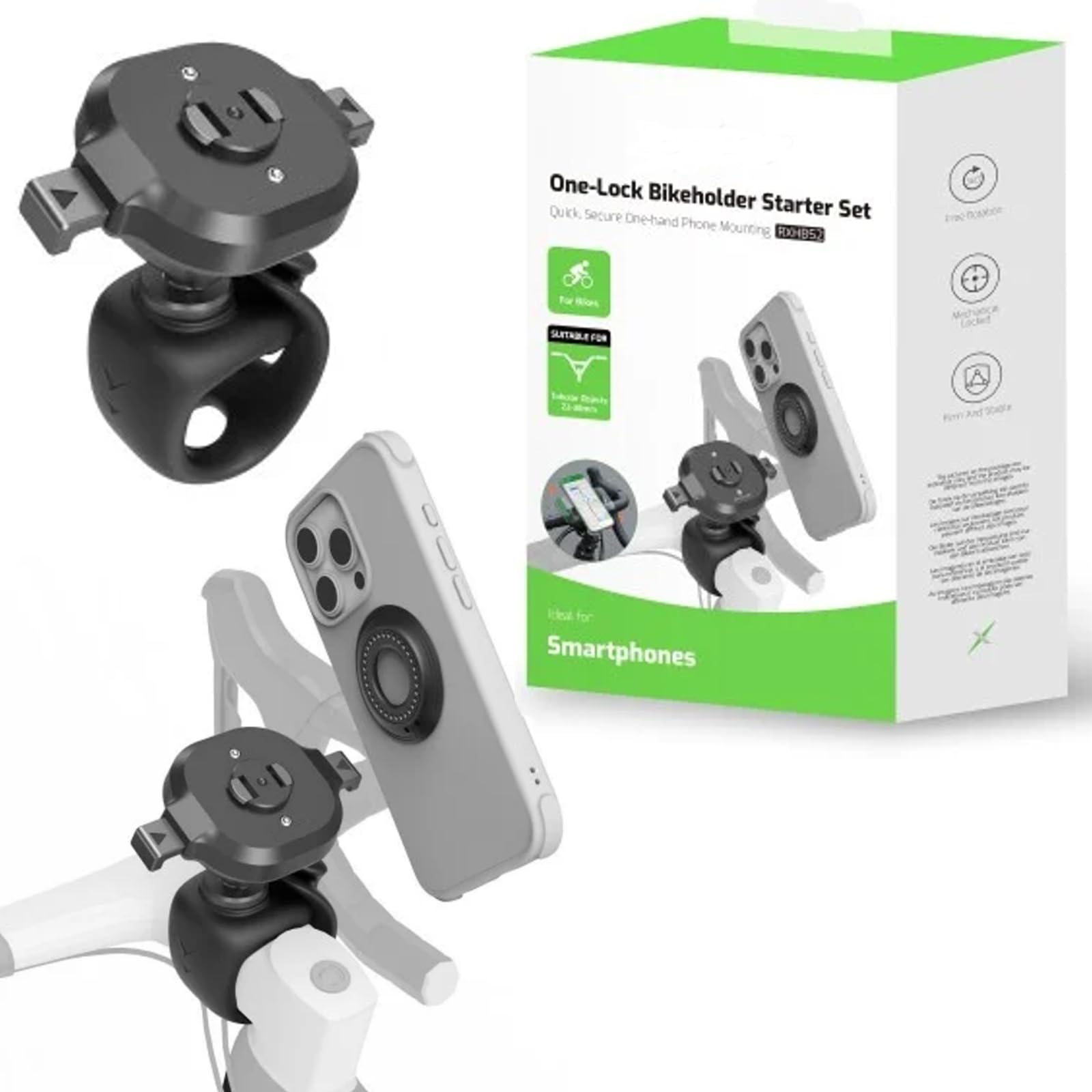 Fahrrad Halterung passend für Samsung Galaxy A07 A17 A37 A57 A56 A36 A26 A16 A06 A55 A35 A15 A05 A05s A53 A73 A33 A23 A13 A52 A50 A51 One-Klick