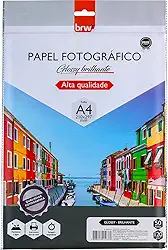 Papel Fotográfico Glossy Brilhante 120g com 50 Folhas, BRW