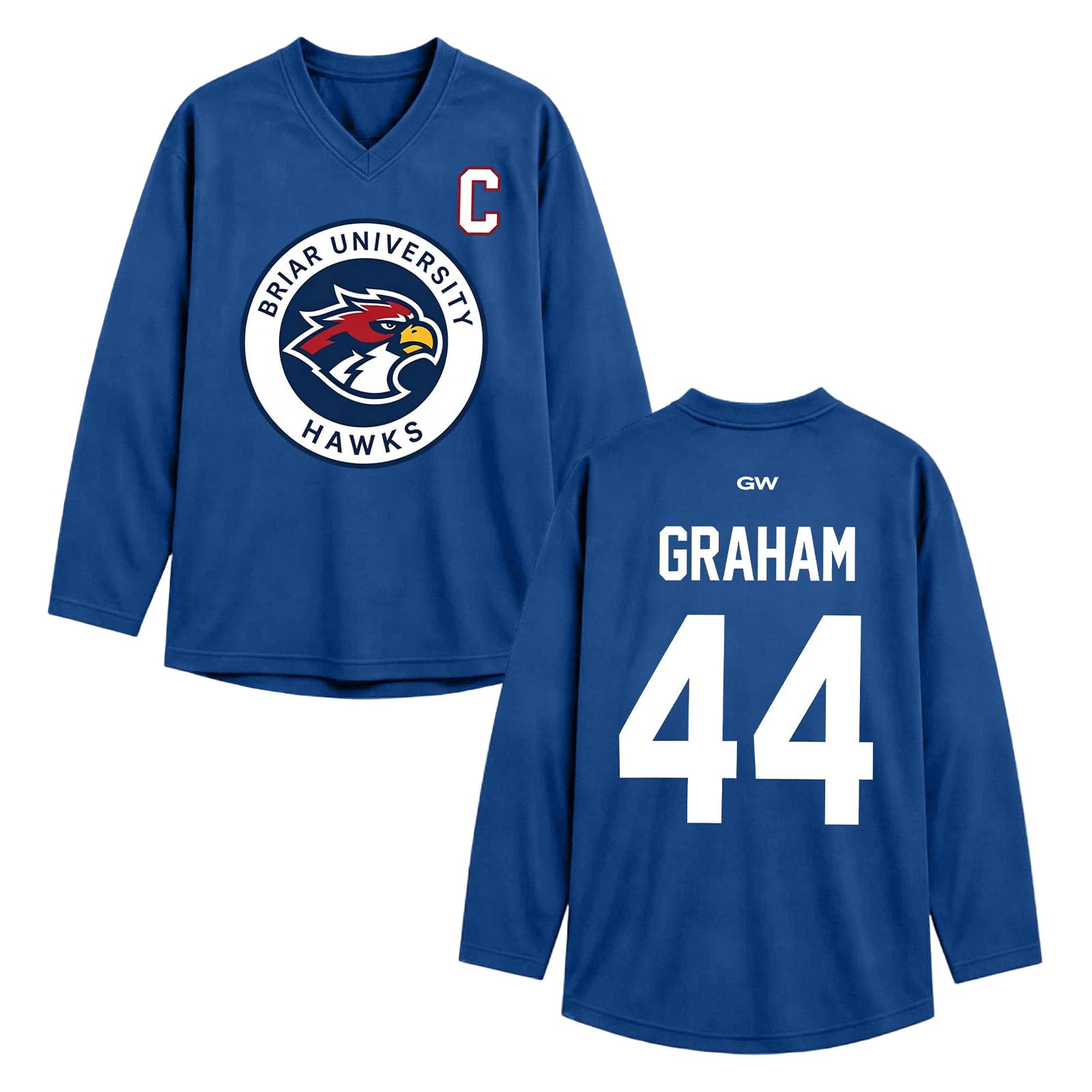 Off-Campus Merch Jersey V-Neck Sports T-Shirt for Men and Women, Ice Hockey Fan Shirt Graham 44 / Logan 22 / Tucker 46 / Di Laurentis 66, Briar-u Merch Shirt, M