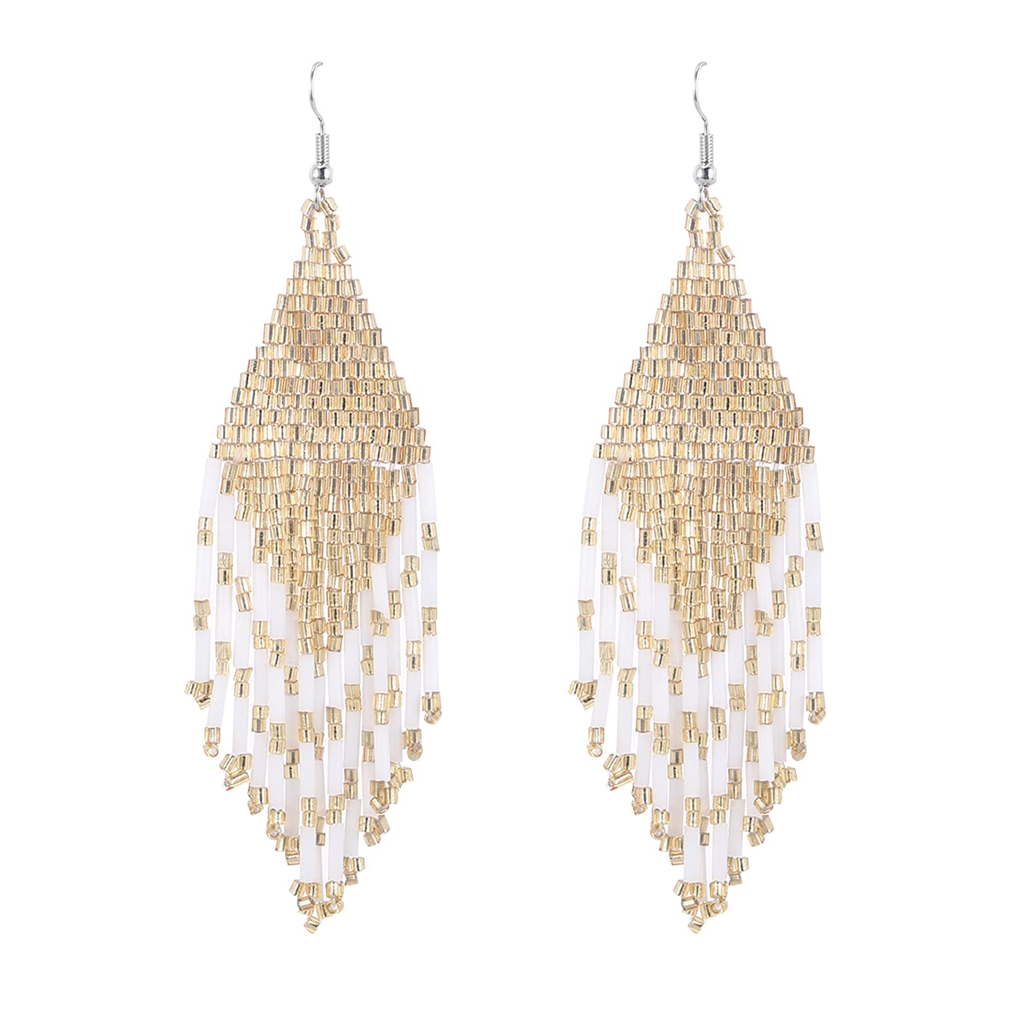 Long Beaded Tassel Earrings - Bohemia Colorful Bead Handmade Beaded Tassel Earrings，Gifts and Christmas