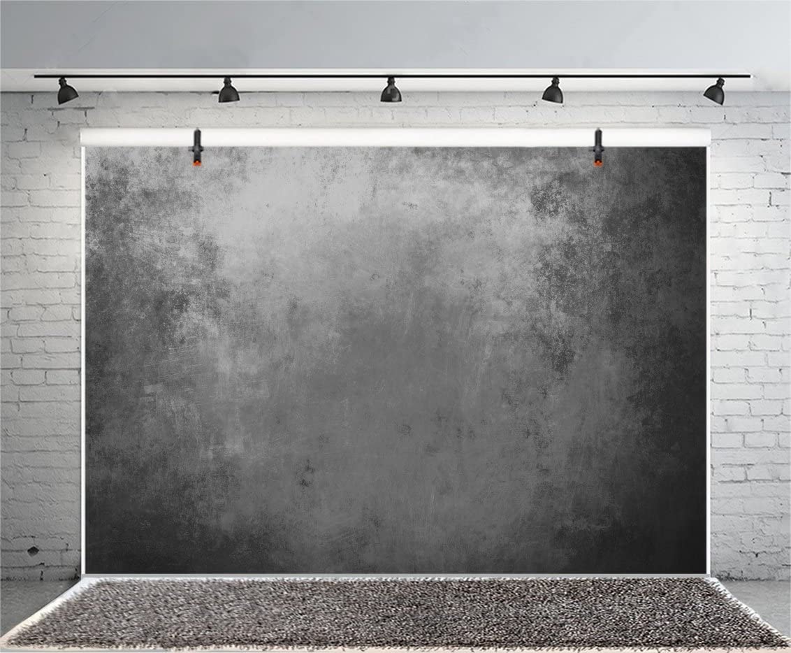 JASREE Vinyl 10x8ft Vintage Abstract Grey Backdrop for Photography Gradual Change Gray Cement Wall Photography Background Kids Baby Shower Adults Wedding Photos Portrait Backdrop Photoshoot Props