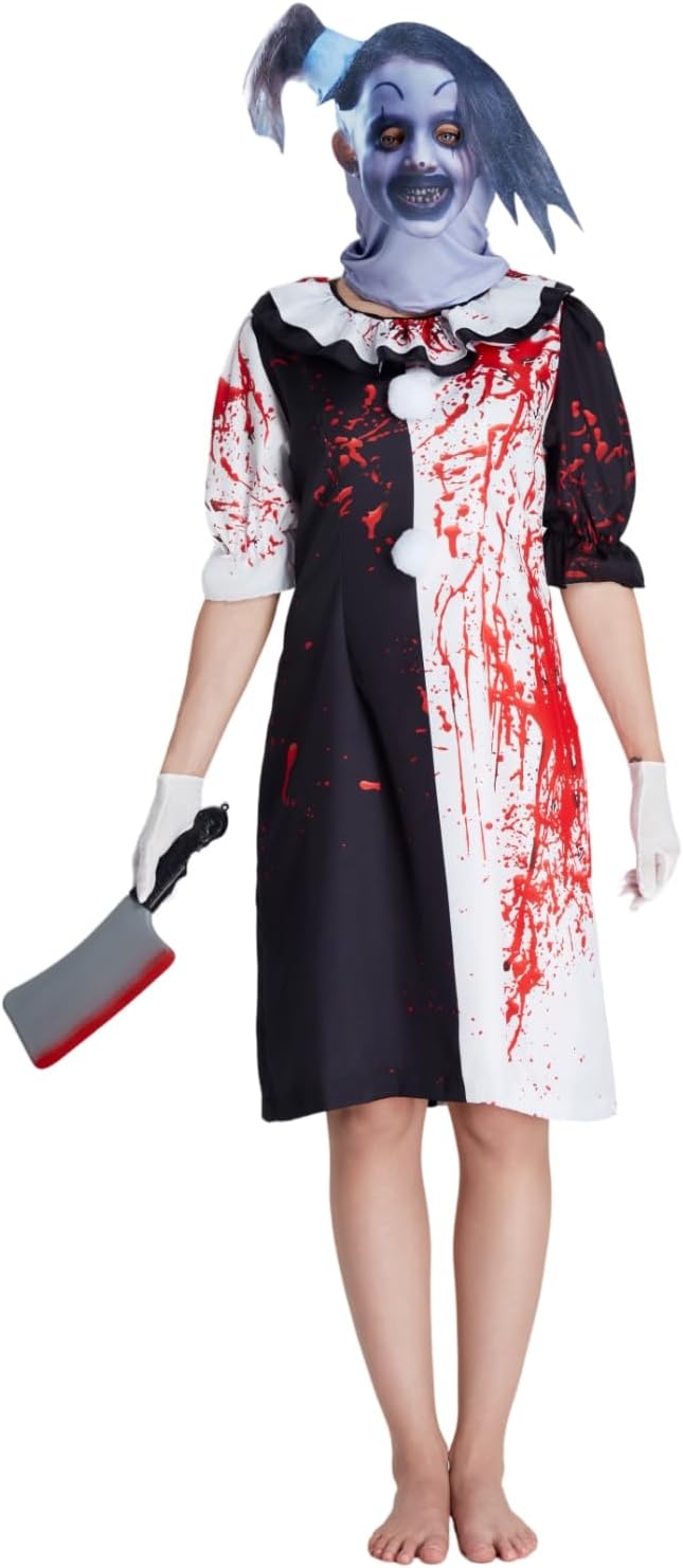 5 PCS Art the Clown Costume Halloween Women Cosplay Terrifier Costume with Mask Knife Gloves - Image 2