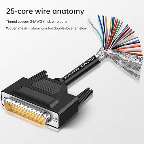 Miniatura 2 de Jienk Cable de extensión serie RS232 de 25 pines 24 AWG 24 AWG conector chapado en oro de 25 pines con cable abierto de extremo de cable desnudo