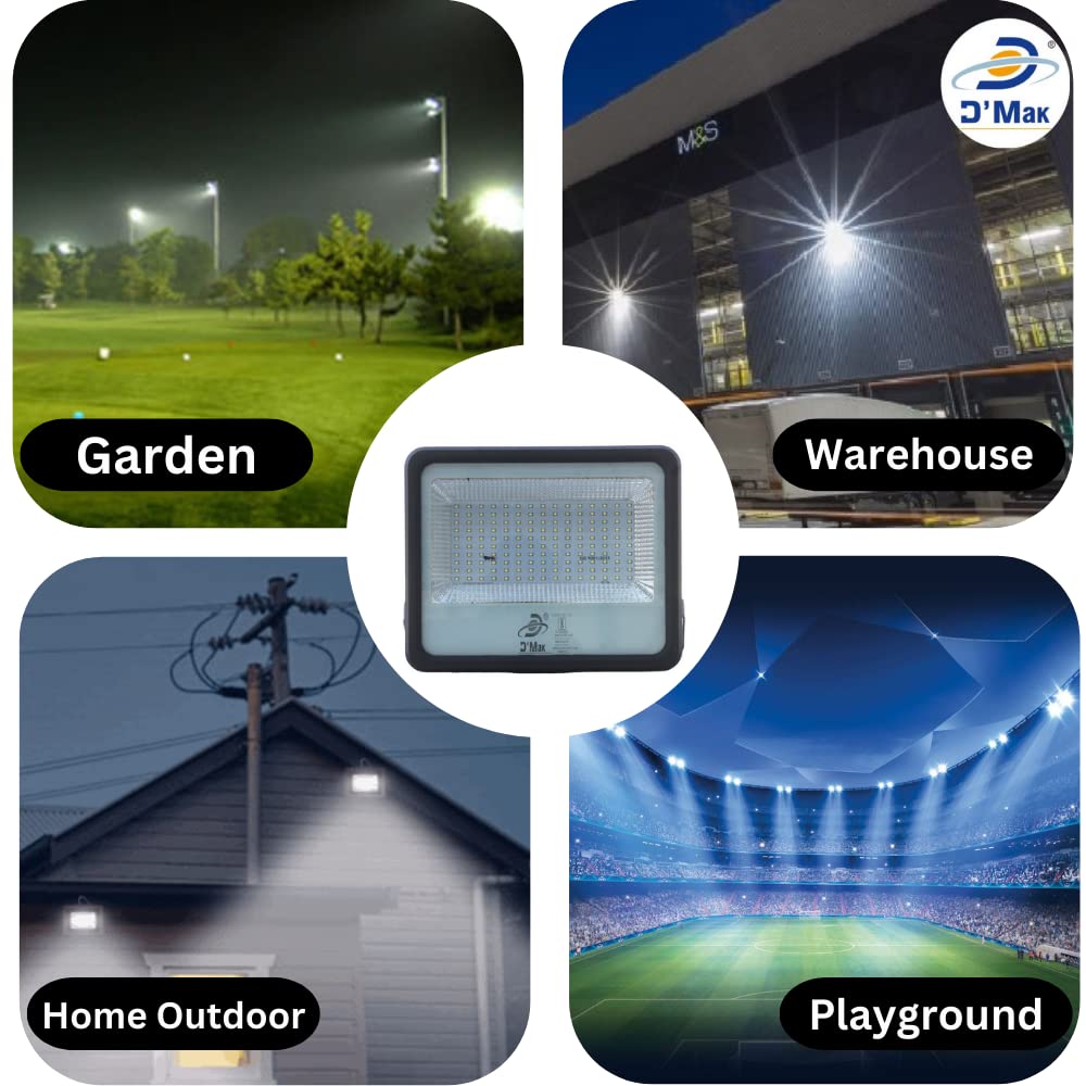 D'Mak Aluminium 150 Watt Waterproof Slim Led Flood Light for Outdoor Purposes (White) 4