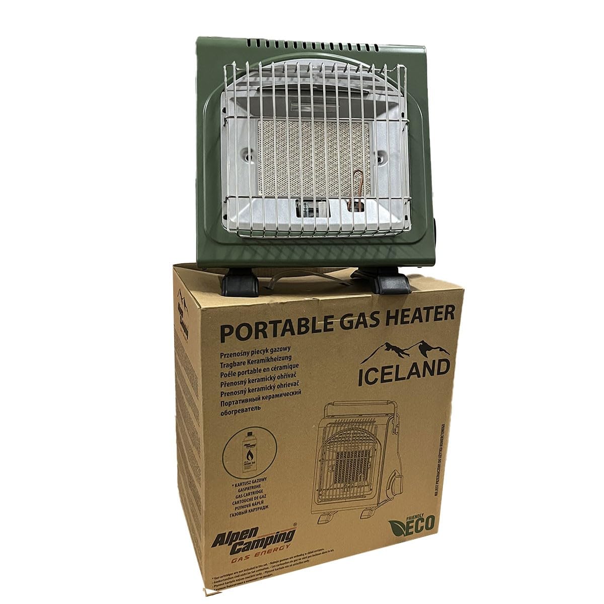 Alpen Camping - Calefactor de gas portátil 1700W Cerámico Calefacción de gas móvil Seguridad termopar ODS Ideal para interior y exterior