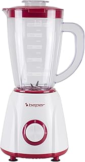 BEPER P102FRU501 Table Blender 1.5L – 400W, 4 Stainless Steel Blades, 2 Speeds + Pulse Function, Measuring Jug with Hole, …