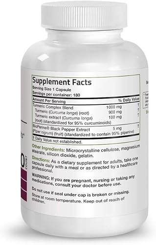 Miniatura 4 de Bronson Curcumina de cúrcuma con soporte articular BioPerine de alta potencia + cardo mariano 1000 mg de silimarina y raíz de diente de león