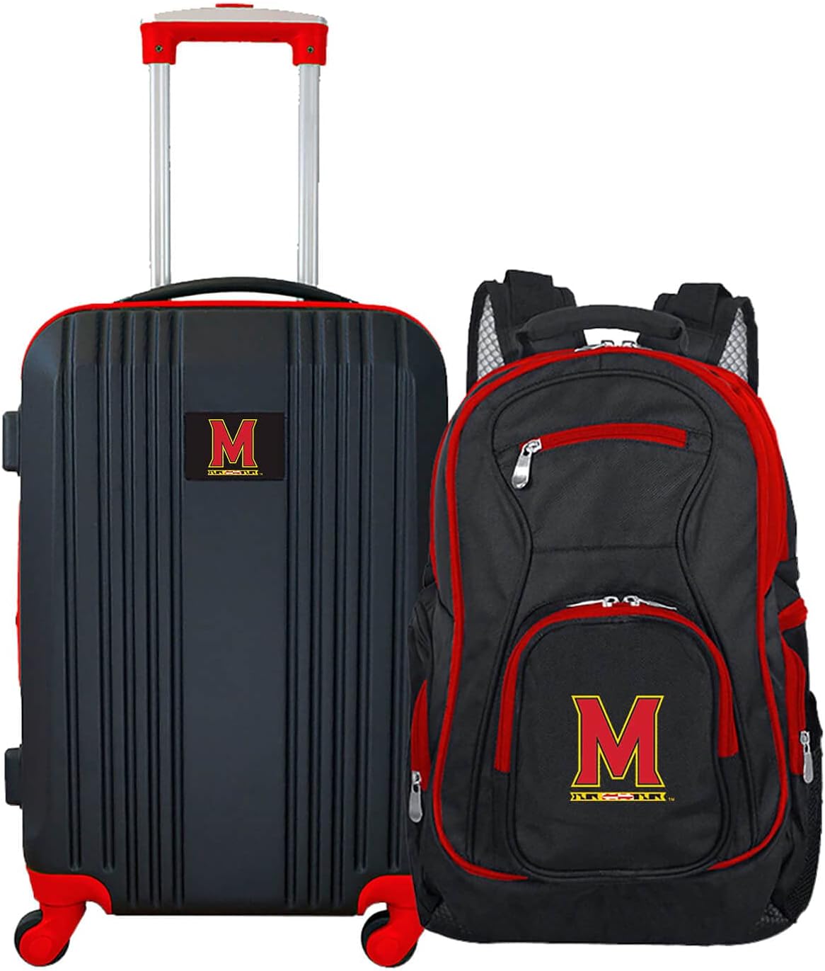 Denco University of Maryland Terrapins 2-Piece Luggage Set, Includes 21-inch Two-Tone Hardcase Spinner and 19" Laptop Backpack