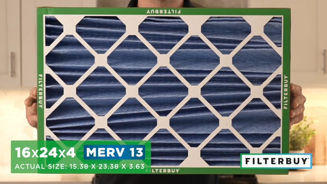 Image of Filterbuy 16x24x4 Air Filter MERV 13 Smoke & Allergy Defense (4-Pack) | Electrostatic Pleated HVAC AC Furnace Filters Replacement, Made in USA (Actual Size: 15.38 x 23.38 x 3.63)