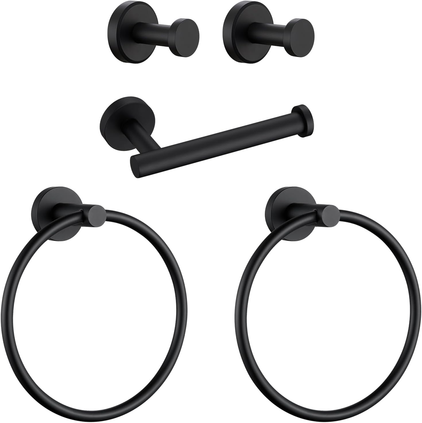 Angle Simple Bath Towel Hook 2 PCS, Toilet Paper Holder, Towel Ring X2 (Matte Black)