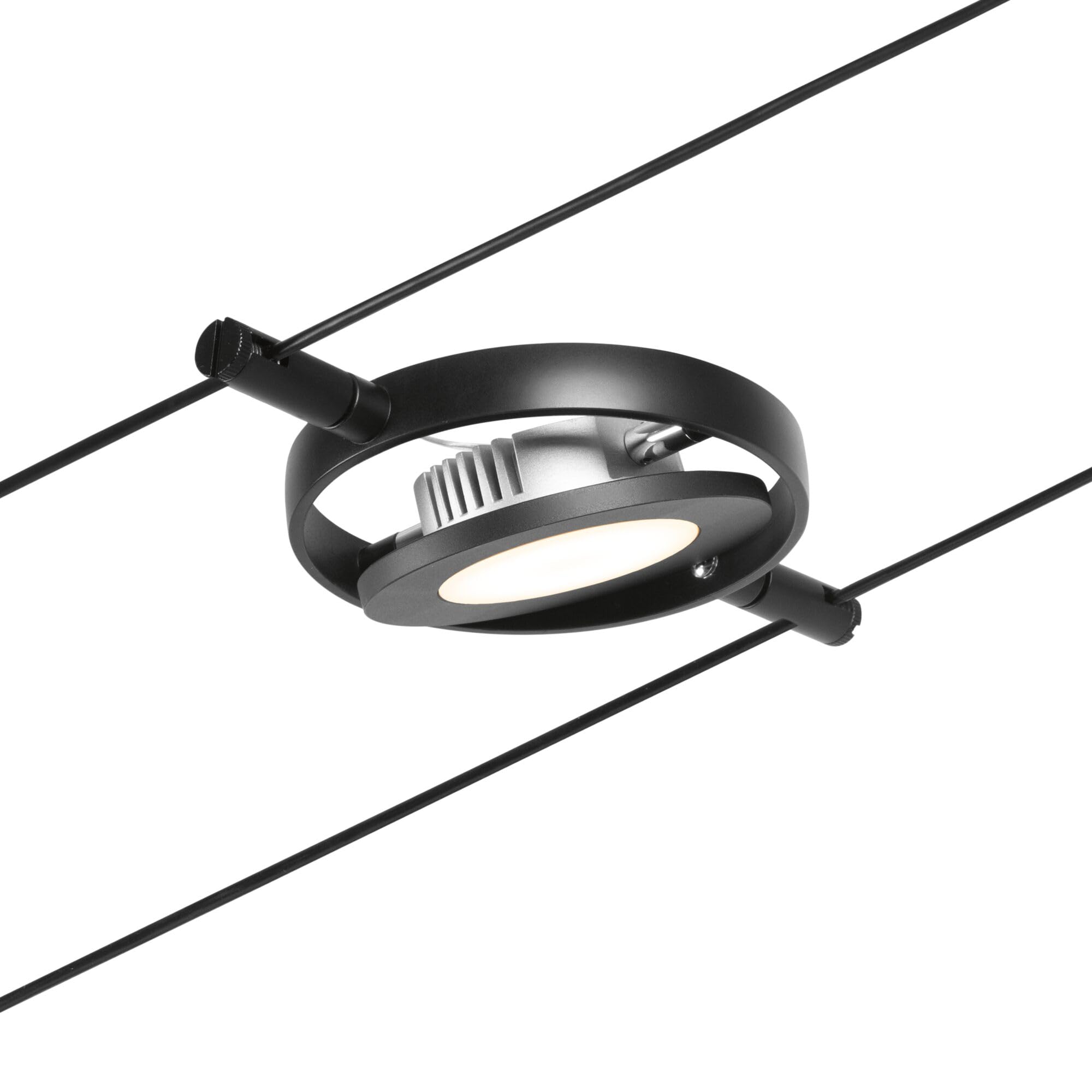 Paulmann 94418 CorDuo Juego de sistema de cable LED RoundMac DC incl. 5x4,5 vatios extensible Negro mate, cromado Cable metálico 3000 K