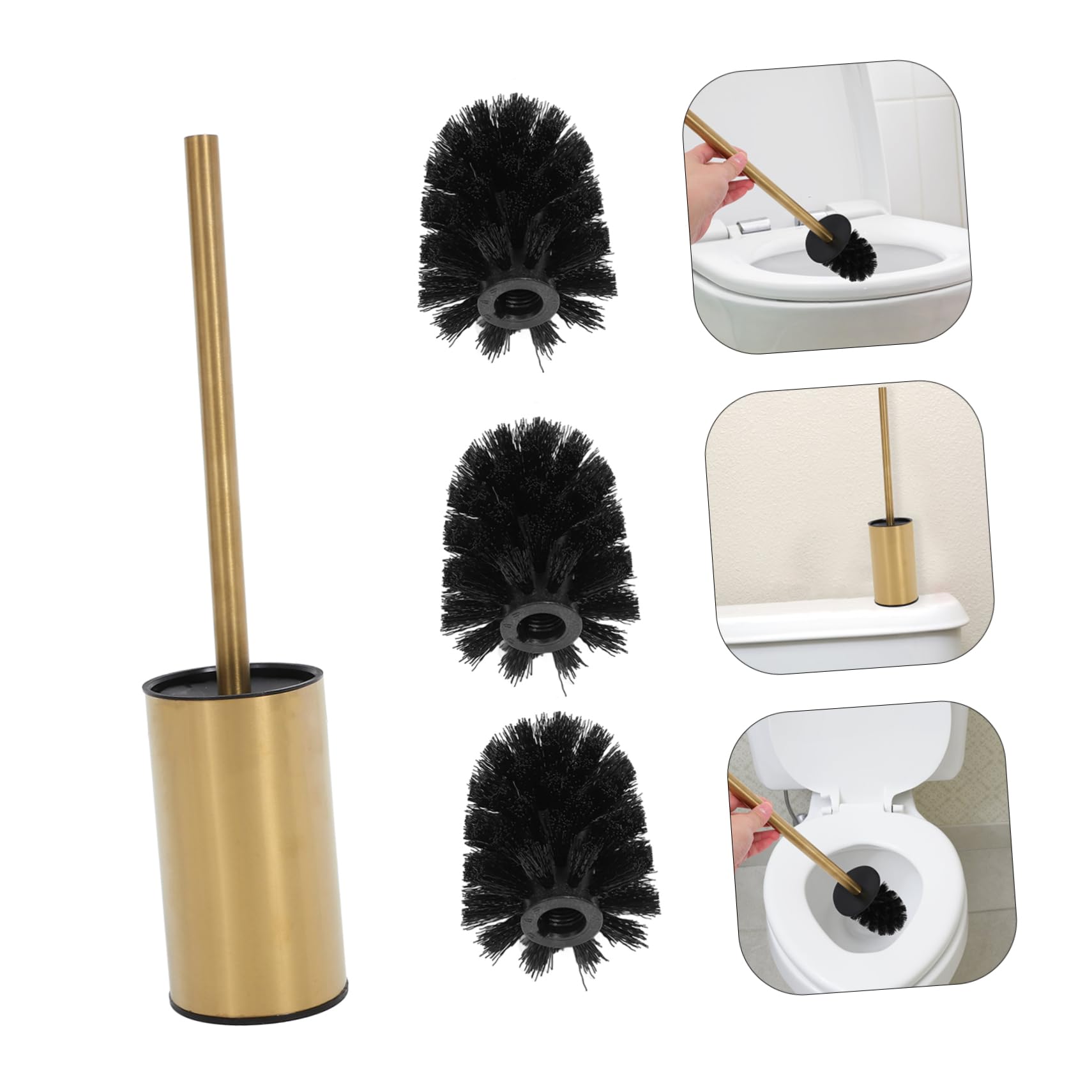 Didiseaon Portaescobillas de Baño de Acero Inoxidable, Cepillo de Inodoro con Soporte, Diseño Moderno, Secado Rápido y Mango Largo para Hotel y Centro Comercial