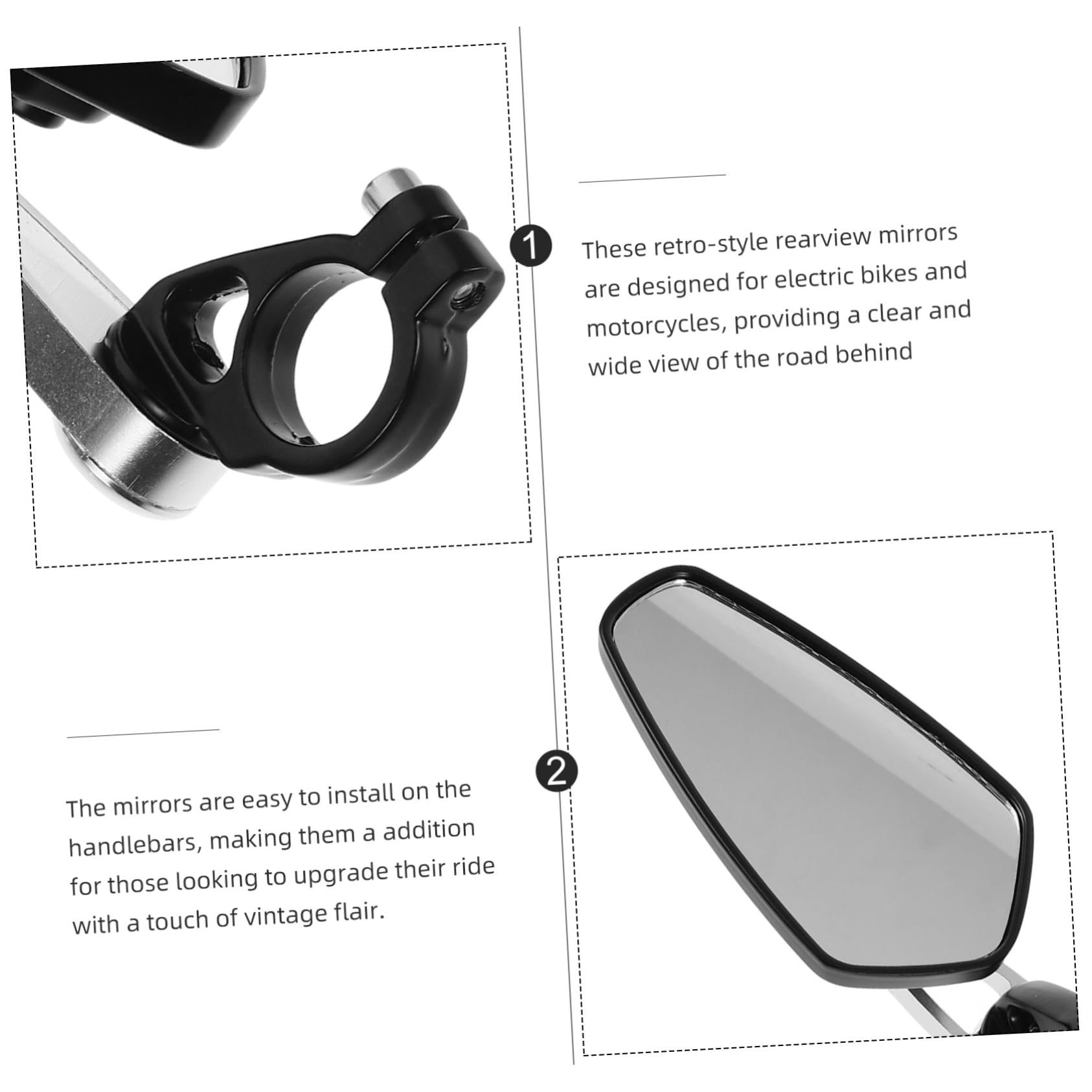 ABOOFAN Rétroviseur pour Moto Rétroviseur Latéral pour Vélo Installation Facile sur Guidon Design Rétro pour Véhicule