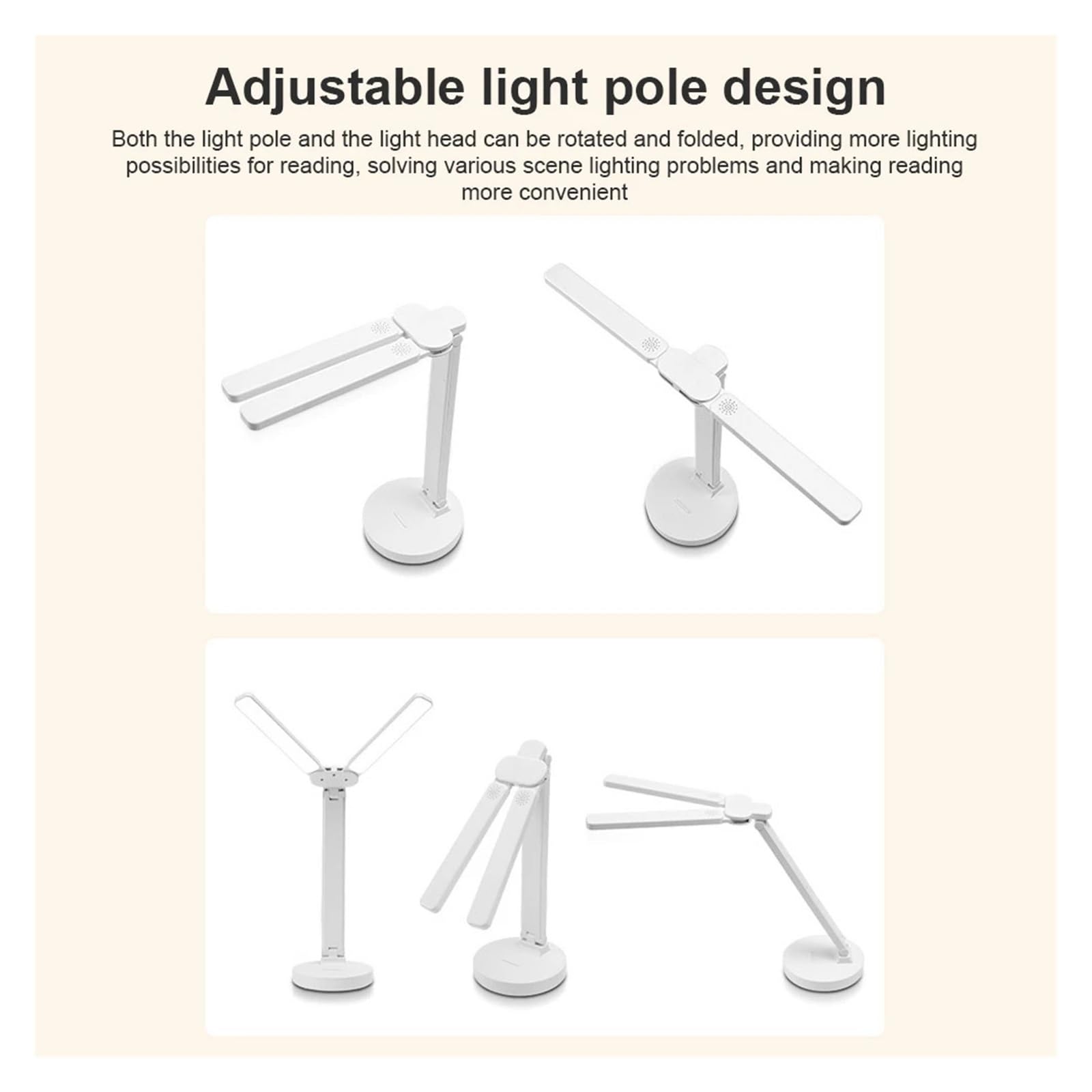 Lámpara de escritorio LED Luz nocturna táctil regulable de 3 niveles | Mesa plegable con protección ocular recargable por USB for lectura de cabecera(USB powered)