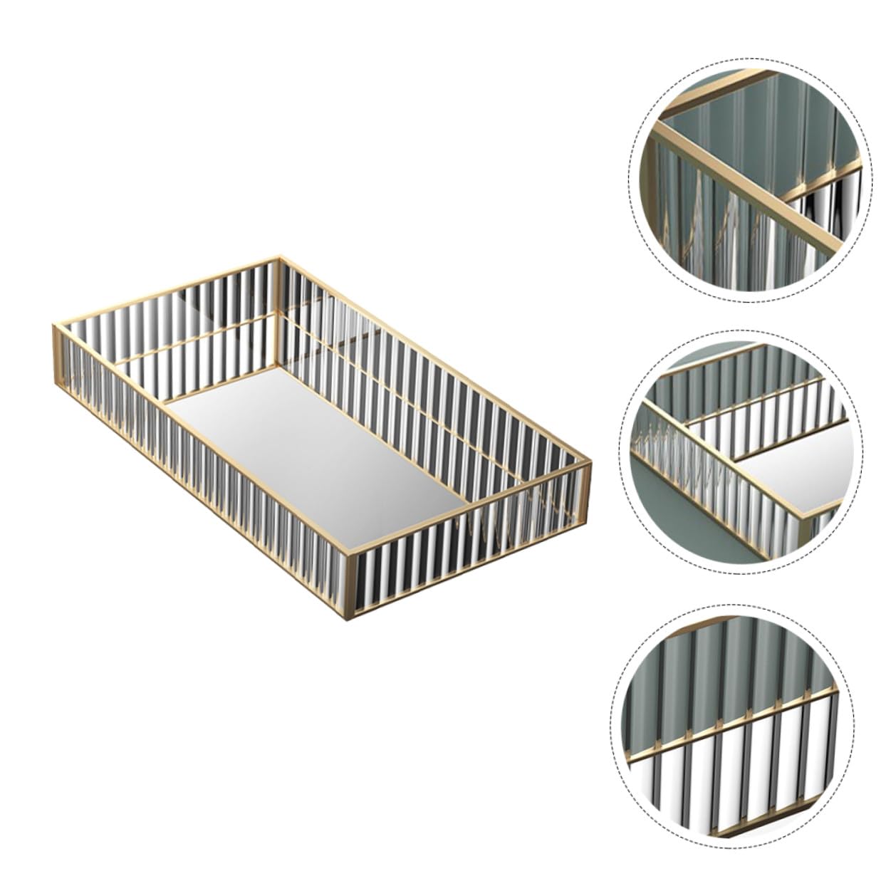 Ipetboom Glas Aufbewahrungstablett für Badezimmer Kosmetik Organizer Streifen Design Langlebig Bruchsicher Kompakt für Lippenstift Parfum Puder Vanity Sundries Holder