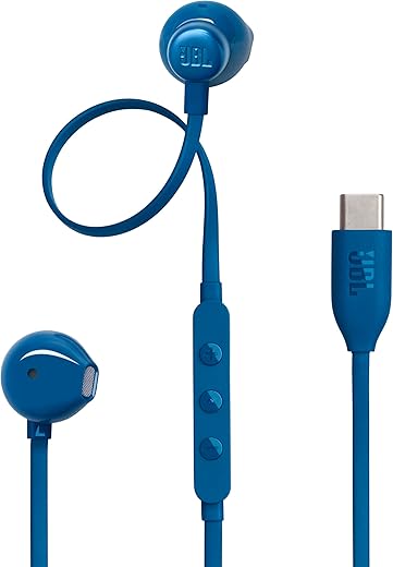 JBL Tune 305 in Ear Type C Wired Headphones, Hi-Res Audio with Digital-to-Analog Converter, 3-Button EQ Preset Remote with Microphone, Tangle-Free...