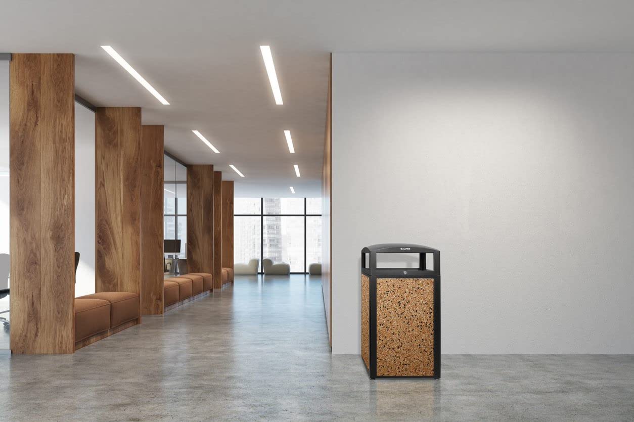 alpine industries rugged 40-gallon all-weather outdoor recycle bin trash can container (without ash tray, stone panels) (b07cy63bnt)