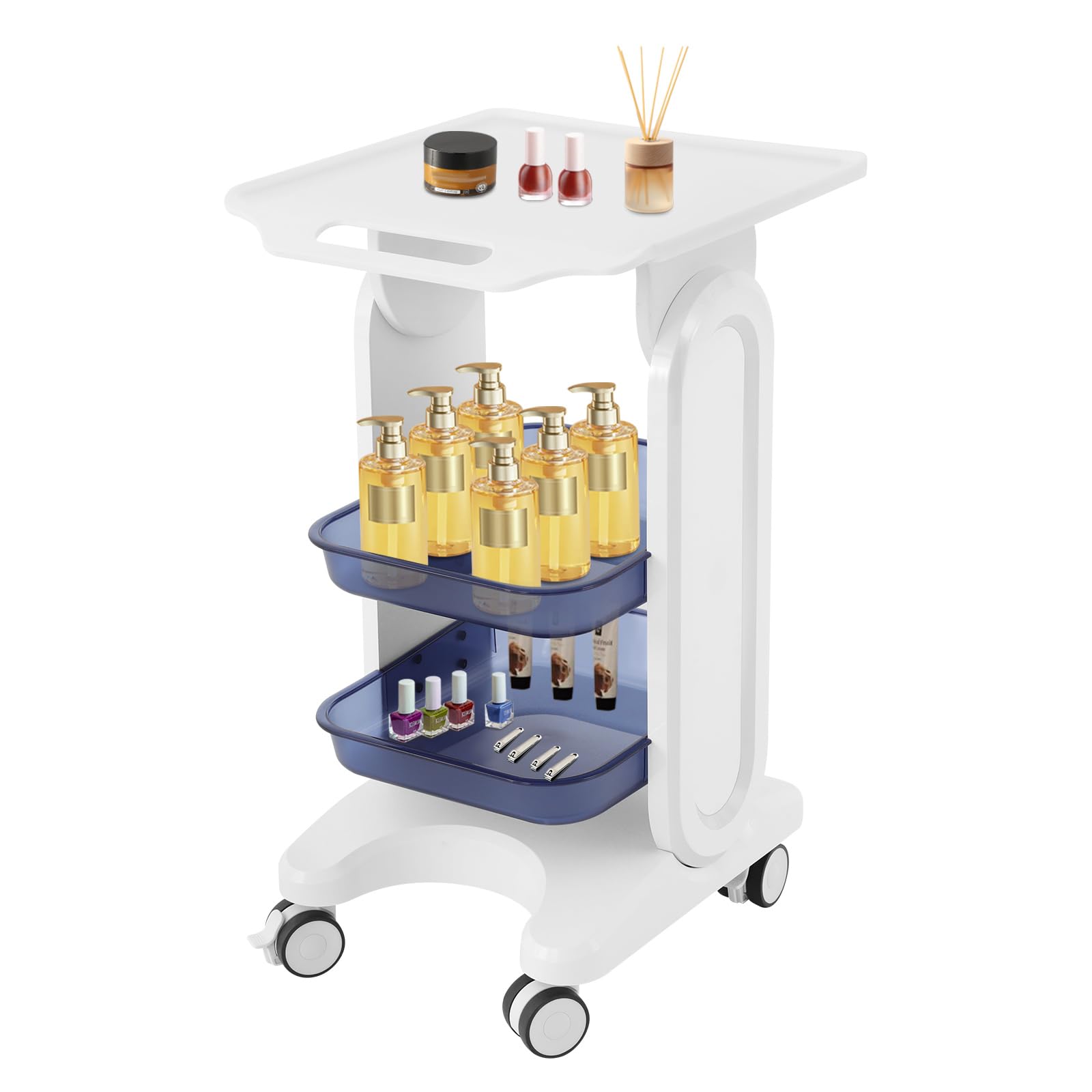 Carrito de laboratorio de 3 pisos, carrito de belleza, de material de PC, con 4 ruedas, carrito multifuncional para laboratorio, clínica, hospital, salón