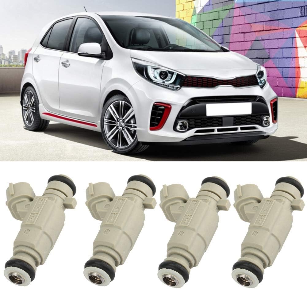 Fuel Injector 35310-04000 Nozzles 4 Pack for i10 2016 Picanto Mk2 1.0L - Aluminum and ABS Material
