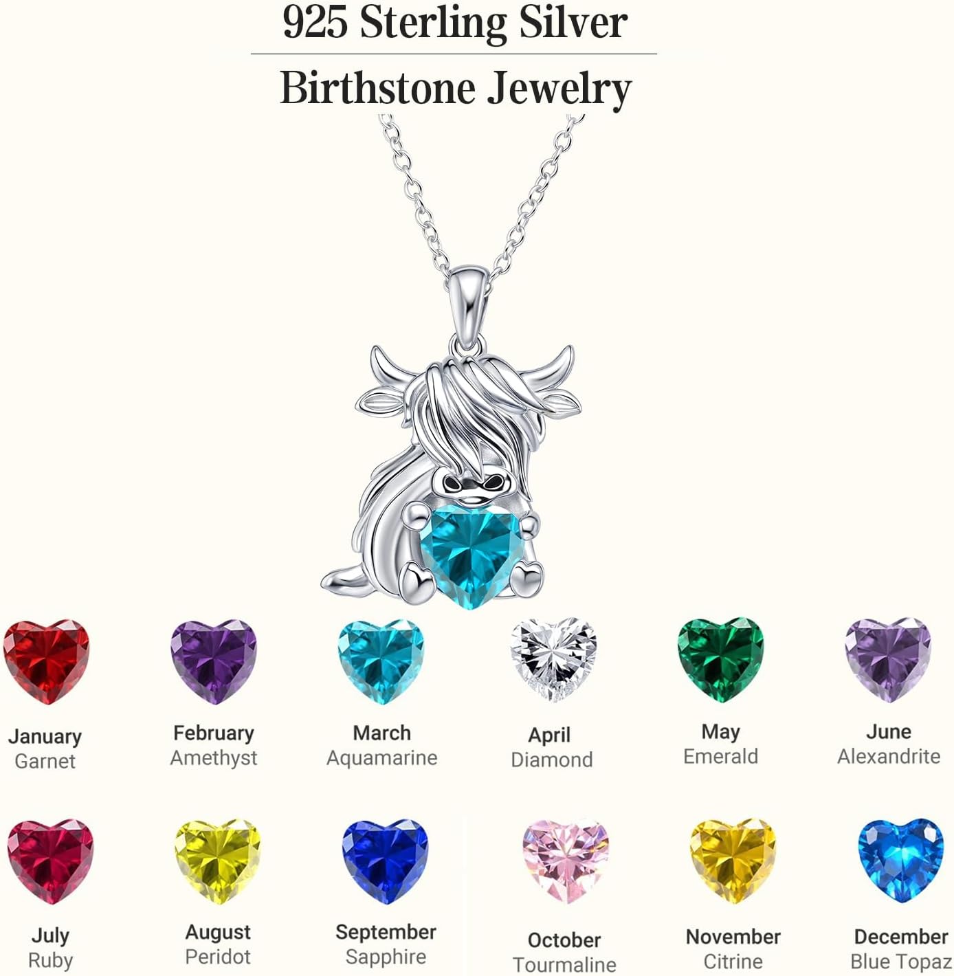 Highland Cow Necklace for Women 925 Sterling Silver Scottish Hyland Cow Pendant Necklace Highland Cow Jewelry Gifts for Women Mother Wife Girlfriend