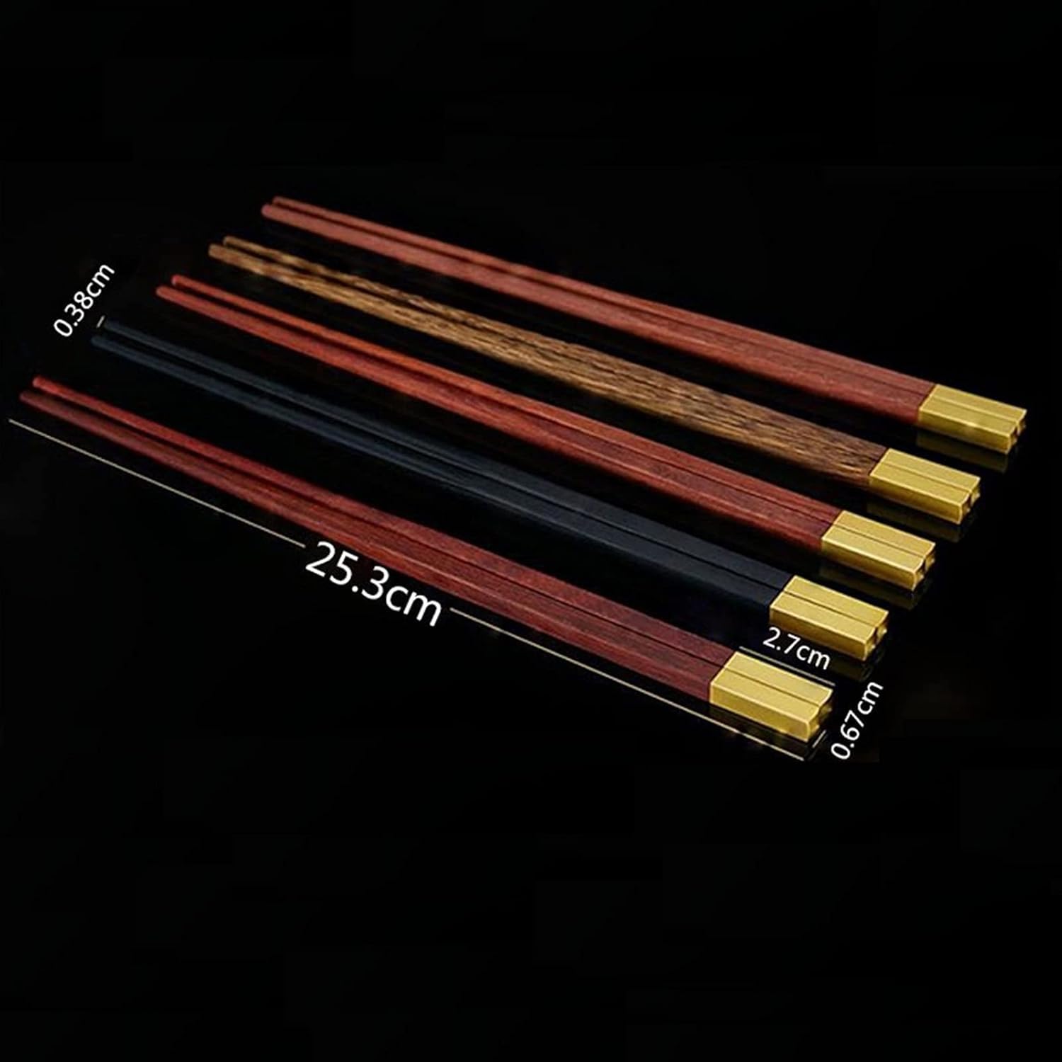 Coffret Cadeau De 5 Baguettes Et Repose-Baguettes, Baguettes en Bois Réutilisables Et Légères pour Ramen, Gold