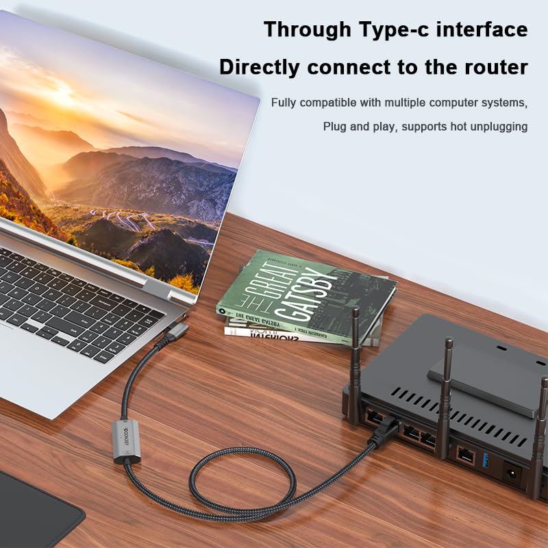Cable USB-C a Ethernet Gigabit de 3m y ángulo recto para red LAN de iPhone 15 y MacBook 6