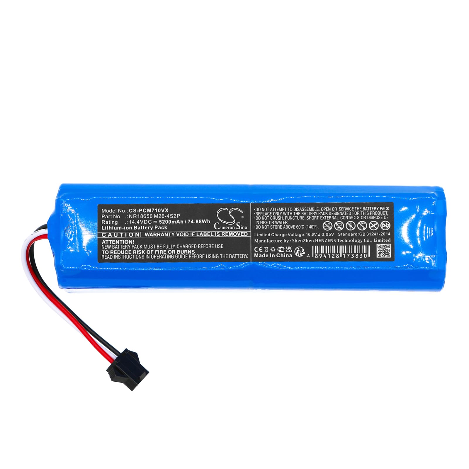 DRAWBELL 5200mAh/74.88Wh Vacuum Replacement Battery for P'roscenic M9,M9 Pro,Q8,Q8 Max,M8 Pro,M7 Pro,M7 Max,U6,LDS M7 Pro,M6,M7 LDS,Compatible Part NO NR18650 M26-4S2P