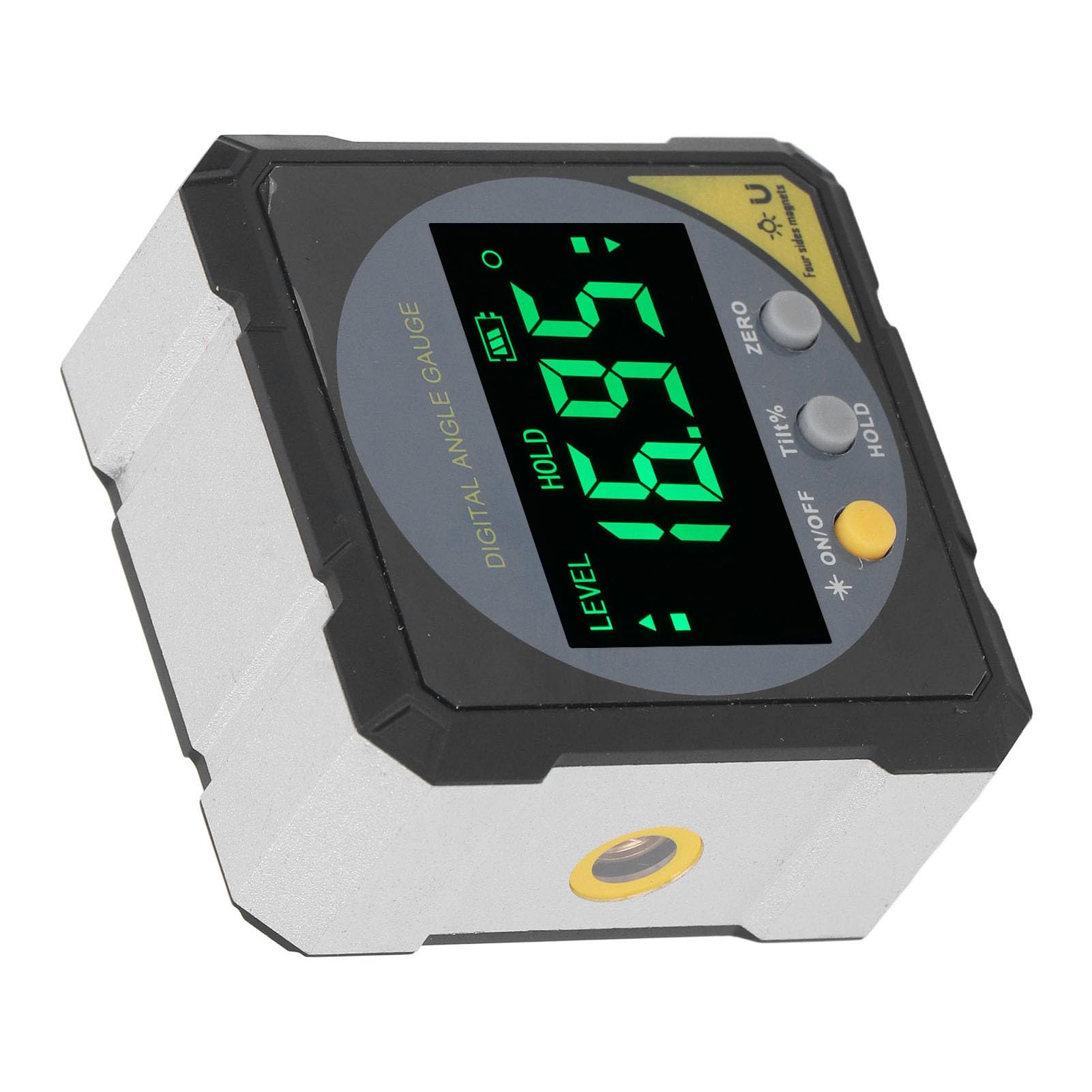 Finder angolare LCD nero retroilluminato IP54 Inclinometro per manometro ad angolo magnetico digitale impermeabile con misurazione 4x90 ° per ingegneria costruzione materiale ABS