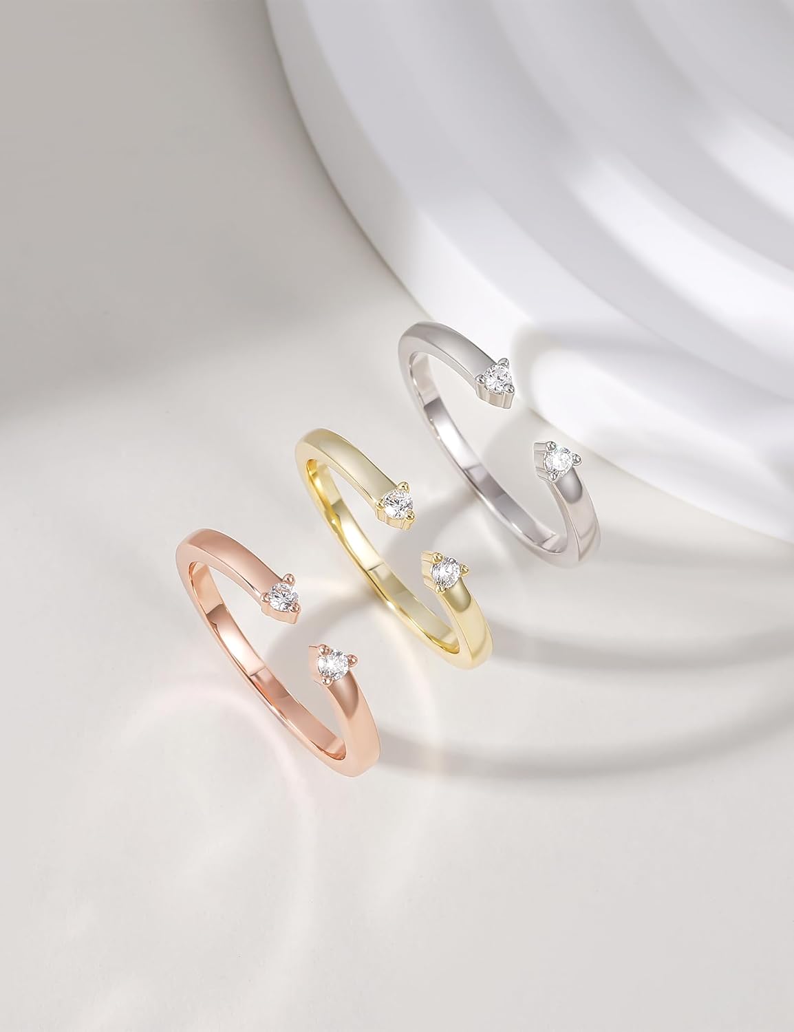 Mameloly Wedding Bands for Women Open Stackable CZ Cubic Zirconia Engagement Rings for Her Size 3-12 - Image 3